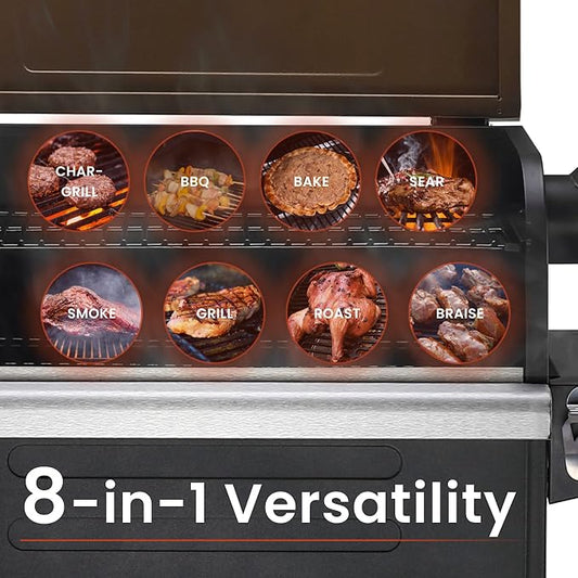 Z GRILLS 600D Wood Pellet Grill – 8-in-1 BBQ Smoker with PID 3.0 Controller, 572 sq in Cooking Area for Outdoor Grilling and Smoking, Huge Storage Cabinet Side Shelf with Tool Hooks