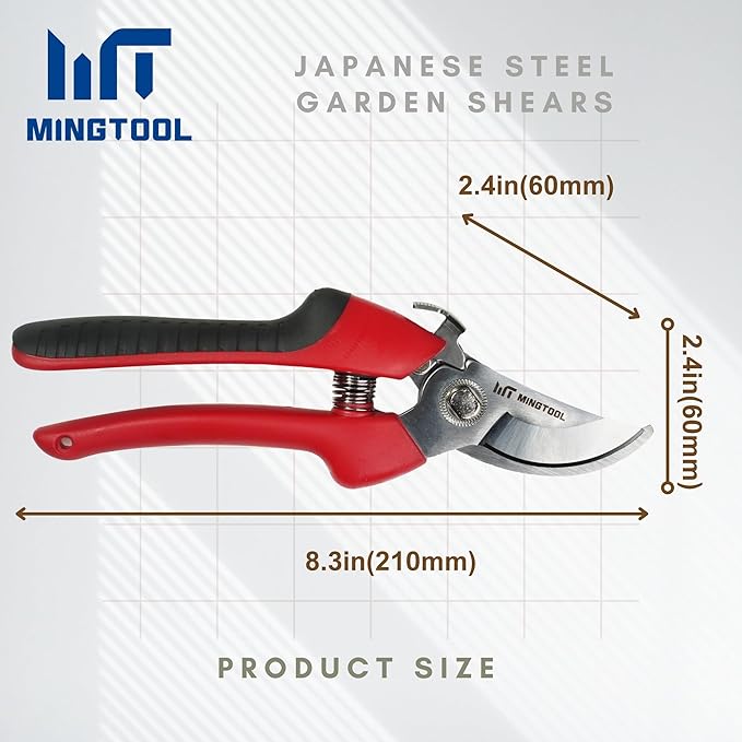 Bypass Pruning Shears,0.7-inch Cut Capacity, Professional Gardening Tools, Heavy-Duty Hand Pruners for Plants and Branches,Rust Resistant Steel Blade