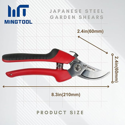 Bypass Pruning Shears,0.7-inch Cut Capacity, Professional Gardening Tools, Heavy-Duty Hand Pruners for Plants and Branches,Rust Resistant Steel Blade