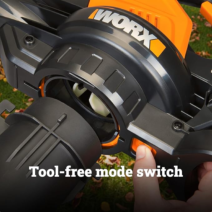 WORX Cordless Leaf Blower, 3 in 1 Blowers for Lawn Care with Leaf Vacuum & Leaf Mulcher, Electric Blower with Brushless Motor & 2 Speed Control, Batteries & Charger Not Included, WG583.9