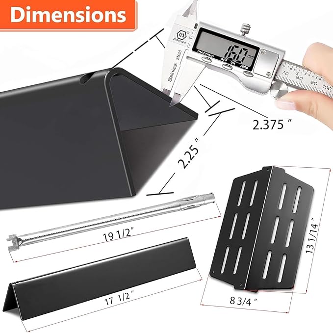 RESTTIME Replacement Parts Kit for Weber Genesis E-330 4-Burner Grill – Porcelain Enamel Flavorizer Bars & Heat Deflectors (62752/65505) – Compatible with 2011-2016 Genesis 300 Series