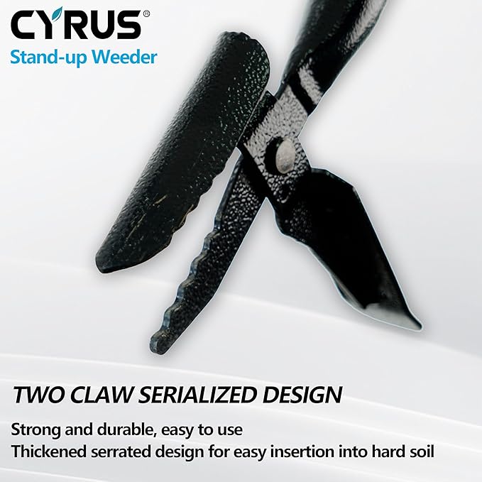 CYRUS 39" Weed Puller Tool - Carbon Steel Gardening Hand Tool with Ergonomic Long Ash Wood Handle - Effortless Manual Weed Removal Garden Tool