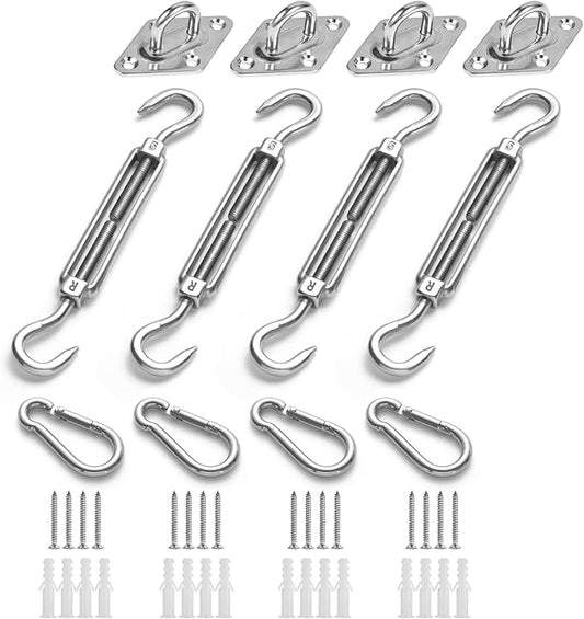 HOMPER Awning Attachment Set, Heavy Duty Sun Shade Sail Stainless Steel Hardware Kit for Garden Triangle and Square, Rectangle, Fixing Accessories
