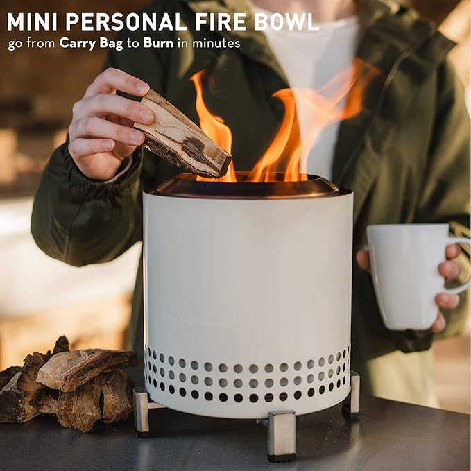 Solo Stove Mesa XL, 7 Inch Tabletop Fire Pit with Stand - Smokeless, Stainless Steel Fire Pit for Camping, Outdoor & Patio- Wood Burning or Pellet Fueled Portable Bonfire, 2.3lbs, Deep Olive