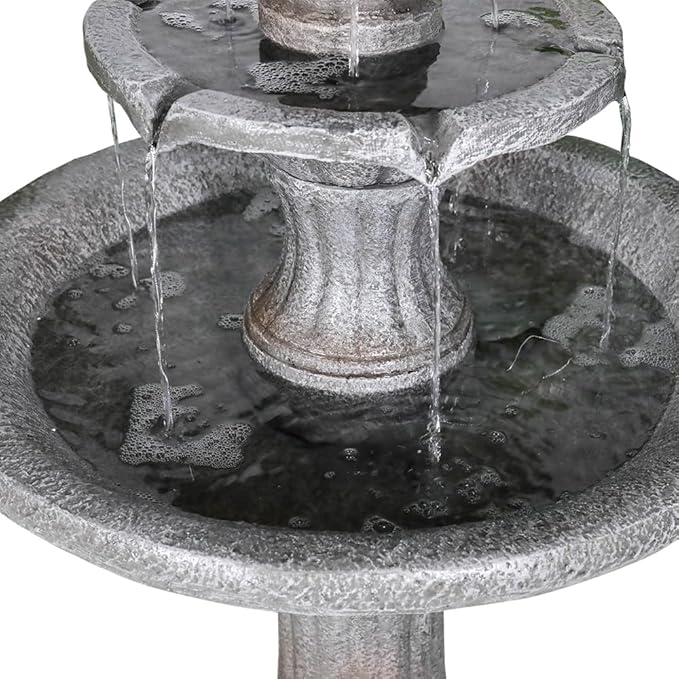 ourrco Marble Finish Concrete Outdoor Water Fountains 2-Tier Decor Dark Castle Designed 41.7" H Waterfall Fountains for Yard, Garden, Deck, Patio, Backyard, Porch, Lawn