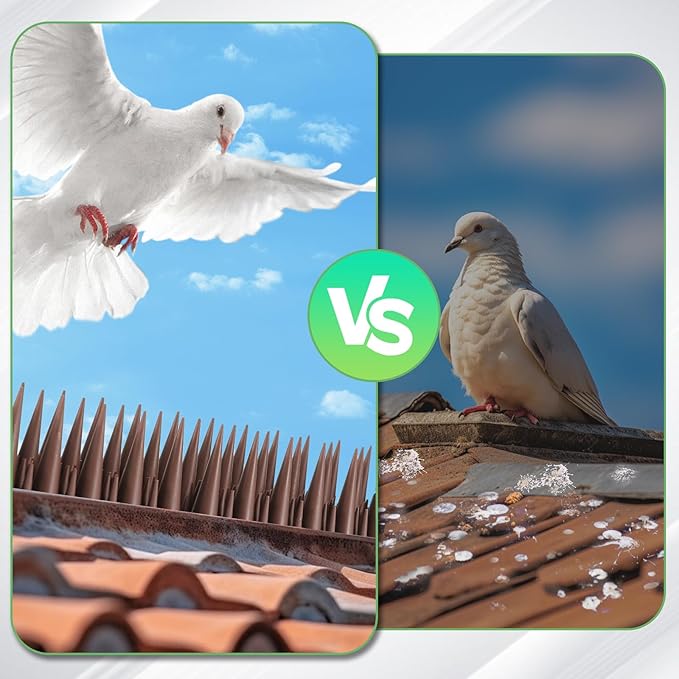 Bird Spikes，Pigeon Outdoor Deterrent Device，30 Pack Bird Deterrent Spikes for Small Birds Pigeon Squirrel Raccoon Cats Bird Defender Spikes for Outside to Keep Birds Away, 29.53 Feet（9 M,Brown