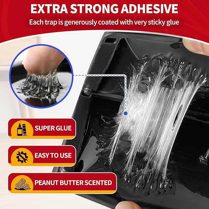 LULUCATCH Mouse Traps, 20 Pack Sticky Mouse Traps Indoor for Home, Pre-Baited Non-Toxic Bulk Glue Traps for Rats, Mice, Mole, Lizards, Pet Safe Pest Control for Home & Garage