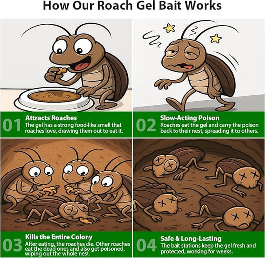 36 Pack Roach Killer Indoor Infestation Roaches Gel Bait Stations, Powerful Cockroach Killer Indoor Home for Roach Infestation, Long-Lasting & Effective Cockroach Gel Bait, Easy to Use & No Mess