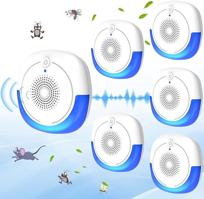 2025 Upgraded Ultrasonic Pest Repellent Indoor Insect Repeller, Pest Control for Roach, Rodent, Mouse, Bugs, Mosquito, Mice, Spider, Ant, Rodent Repellent Ultrasonic Plug in 2 Mode,6 Packs