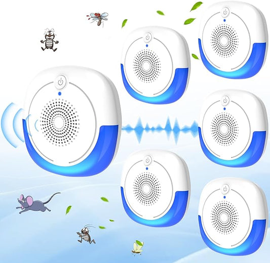 2025 Upgraded Ultrasonic Pest Repellent Indoor Insect Repeller, Pest Control for Roach, Rodent, Mouse, Bugs, Mosquito, Mice, Spider, Ant, Rodent Repellent Ultrasonic Plug in 2 Mode,6 Packs