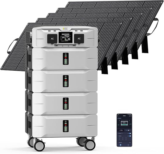 IEE SP5000 10240Wh Solar Power Station, 5000W(9000 Peak) AC Output, 120V/240V Split Phase LFP Battery with 5x100W Solar Panels, 1.6h Fast Charge Portable Power Generator for Home Backup, Emergency, RV