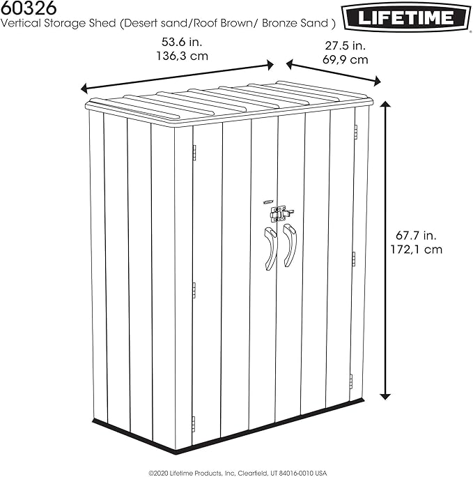 LIFETIME 60326 Vertical Storage Shed, Pack of 1, Desert Sand