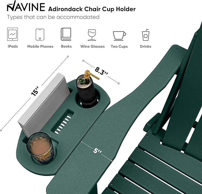 Adirondack Chair Set of 6, HDPE Folding Adirondack Chair with Multifunctional Cup Holder, Weather Resistant Fire Pit Chair for porches, patios, poolsides, Decks.