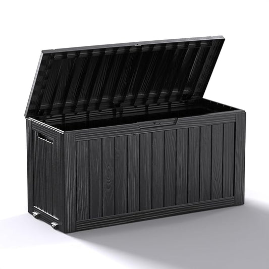 75 GallonOutdoor Storage Box,Resin Deck Boxes Waterproof, IndoorOutdoor Bin for Package Delivery, Patio Cushions, Gardening Tools, Lockable, UV Resistant