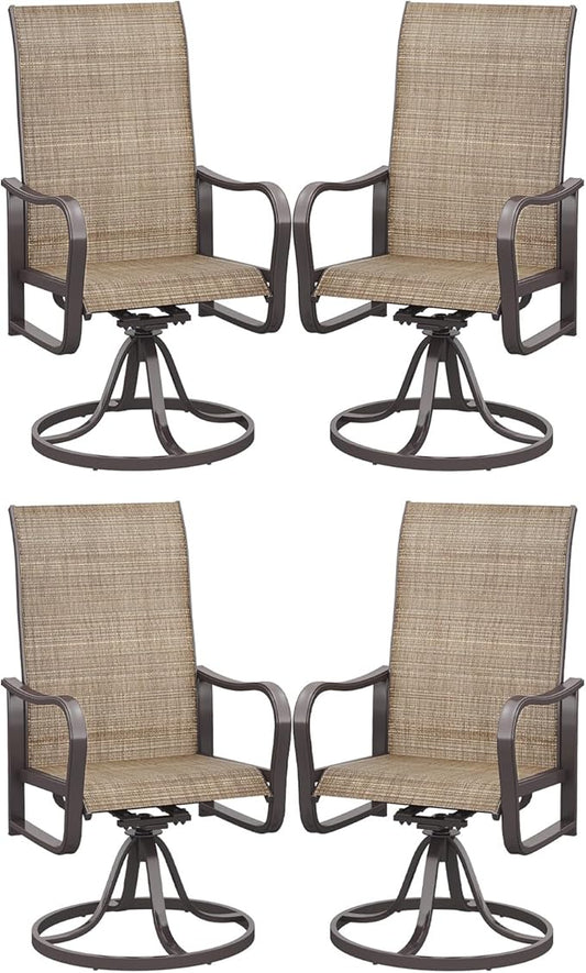 Aoxun Patio Chairs, Swivel Outdoor Chairs Set of 4, Textilene Outdoor Swivel Rocker Patio Chairs for Lawn (4-Pack, Brown)