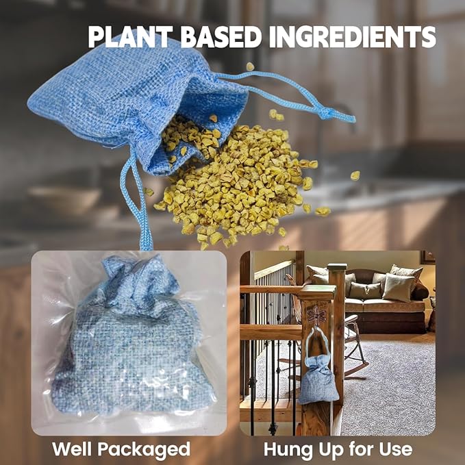 8 Pack Natural Peppermint Mouse Rodent Deterrent Repellent Pouches - Plant-Based Rodent Control for Home- Safe to Use - Long Lasting Mouse & Rat Protection for House, Garage, Car, RV