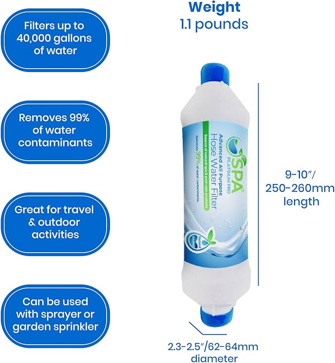 Spa Platinum Pro Start Up Advanced Kit I Spa Monthly Spa Conditioner I Pipe Cleanser I Adanced All Purpose Hose Water Filter