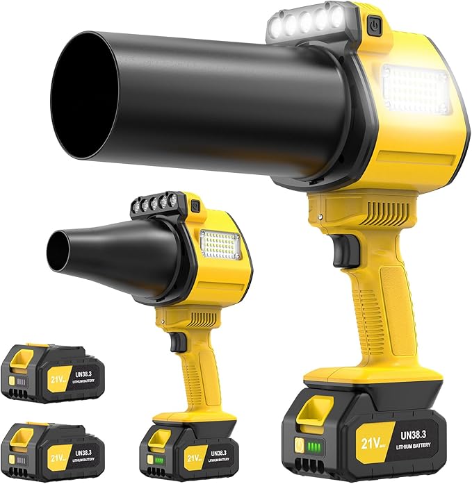 OGERY Brushless Leaf Blower Cordless with Lights, Powerful Electric Leaf Blowers with 2 x 3.0Ah Batteries & Fast Charging, 700CFM 900G Wind Pressure Handheld Blower for Lawn Care Yard Garden, Yellow