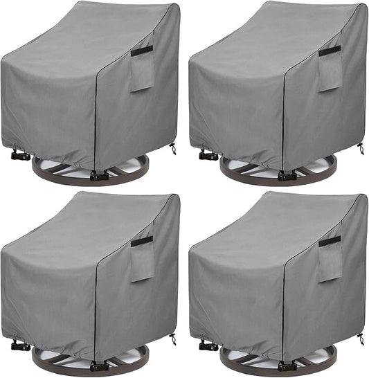 okcool Patio Swivel Chair Cover 4 Pack,Waterproof Heavy Duty Outdoor Chair Covers,Outdoor Swivel Chair Cover for Patio Furniture Covers(30 W x 34 D x 38.5 H inches),Grey