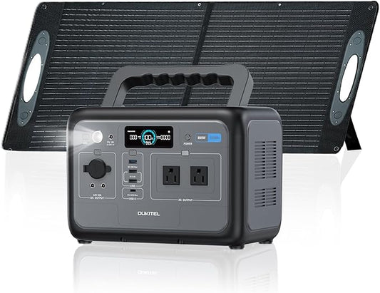 OUKITEL P800 800W Solar Generator with 100W Solar Panel, 512Wh Solar Powered Generator LiFePO4 Battery Emergency for Home Backup Camping RVs