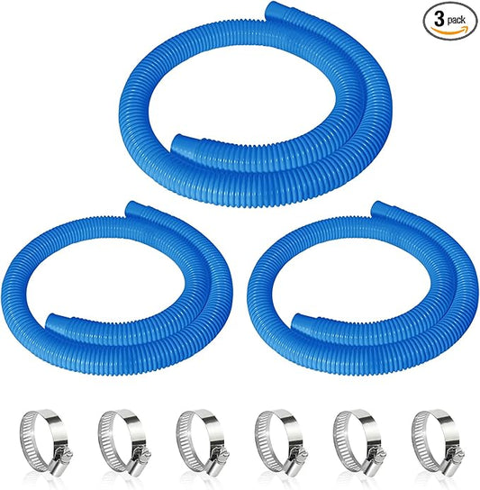 3 Pcs 1.25" Pool Hose, 59" Long Accessory Pool Pump Replacement Hoses, Compatible with All Above Ground Pool Filter Pumps that Use 1 1/4 Diameter Hoses