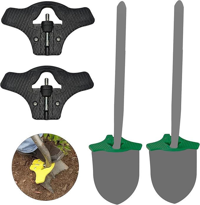 Non-Skid Attachment (Set of 2) – Back-Saving Ergonomic Foot Step for Easier Digging & Landscaping | Heavy-Duty Grip Accessory Fits Most Garden & Yard Tools – Black