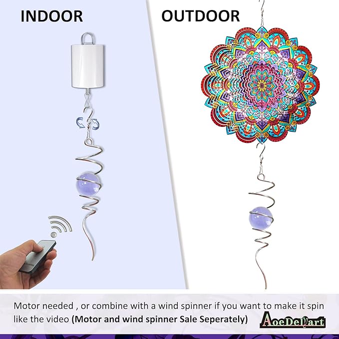Aoedelyart Gazing Ball Spiral Decorative Wind Spinner Sun Catcher 11inch Tail and 2 inch Glass Orb. Indoor Outdoor Garden Decoration Wind Sculptures-13 inch Height (Purple)
