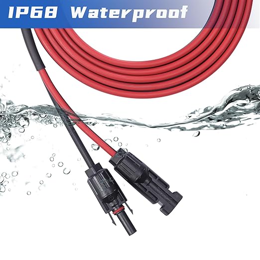 Solar Cable 5 Feet 2x10 AWG Twin Wire Solar Extension Cable, Copper Strand with Female and Male Connectors on Both Ends, Solar Panel Cable Wire & Adaptor for Home, Shop and RV Solar Panels