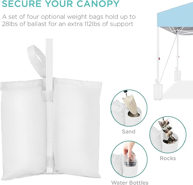 Best Choice Products 8x8ft 1-Person Setup Pop Up Canopy Tent Instant Portable Shelter w/ 1-Button Push, Case, 4 Weight Bags - French Blue/White