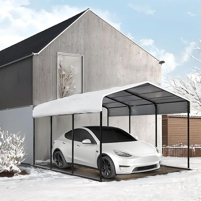 Torin Big RED 10x15 Metal Carport Canopy,Heavy Duty Multi-Use Canopy Garage Shed,Portable Car Garage with Enhanced Metal Frame, Outdoor Car Shelter for Car, Boats and Tractors