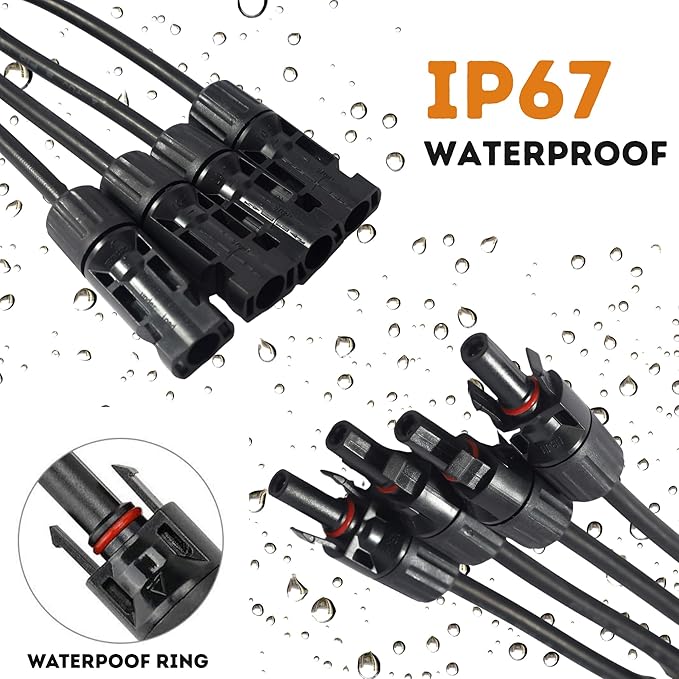 XYRIS Solar Connectors Y Branch Parallel 1 to 4 Adapter Cable Wire Plug Tool Kit for Solar Panel (M/FFFF+F/MMMM, 2 Pair)