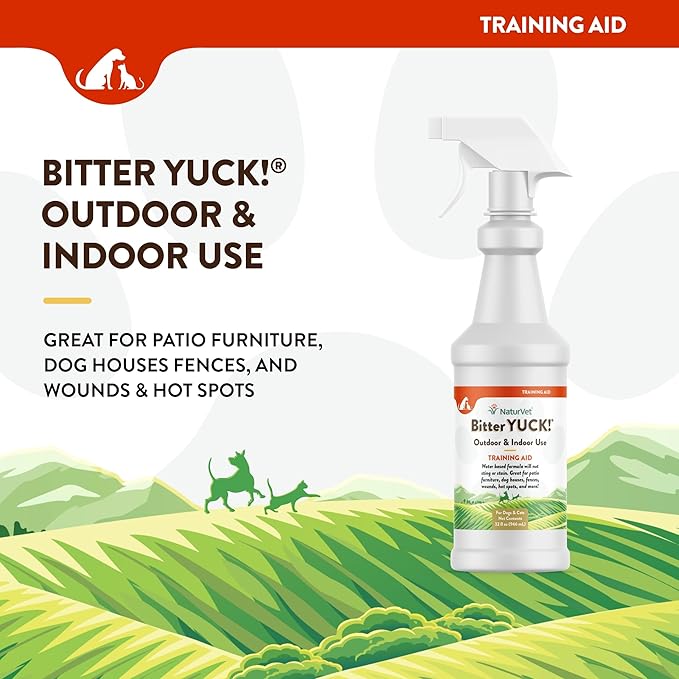 NaturVet Bitter Yuck No Chew Spray Horse Supplement – Helps Deter Chewing on Manes, Tails, Bandages, Wounds – No-Sting Water-Based Supplement for Horses – 32 Oz.