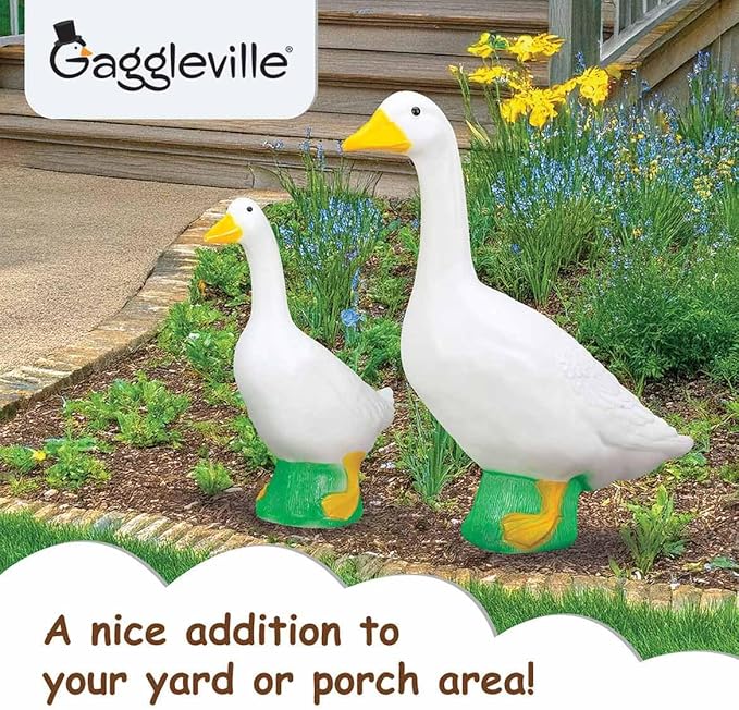 Fox Valley Traders Gaggleville 23" Large White Goose, Plastic Garden Décor, Vibrant and Clean Painted Goose Feet - Indoor or Outdoor Decorative Figurine for Garden, Patio, or Entryway Accent