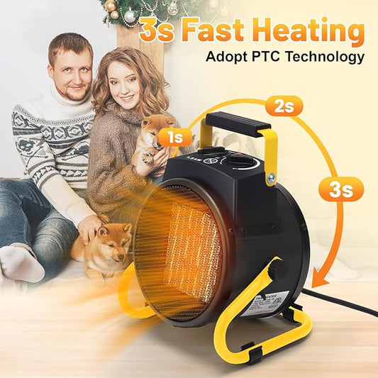 Outdoor Heaters for Patio, 1500W Electric Garage Heater with Overheat Protection, 3S Fast Heating, 3 Modes, Portable Space Heater for Patio, Garage, Greenhouse, Indoor, Black
