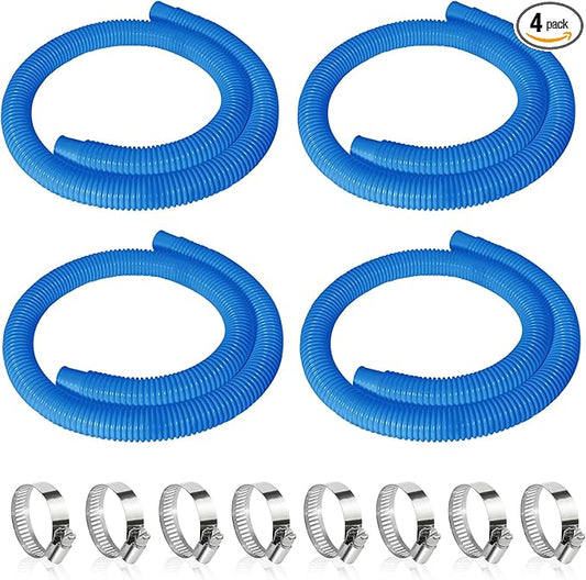 4 Pcs 1.25" Pool Hose, 59" Long Accessory Pool Pump Replacement Hoses, Compatible with All Above Ground Pool Filter Pumps that Use 1 1/4 Diameter Hoses