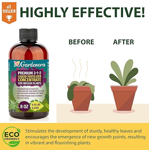 Premium Liquid AROID Plant Fertilizer - 3-1-2 Concentrate for Indoor Plants and Flowers by Gardenera | Organic Plant Food for AROIDS - 8oz