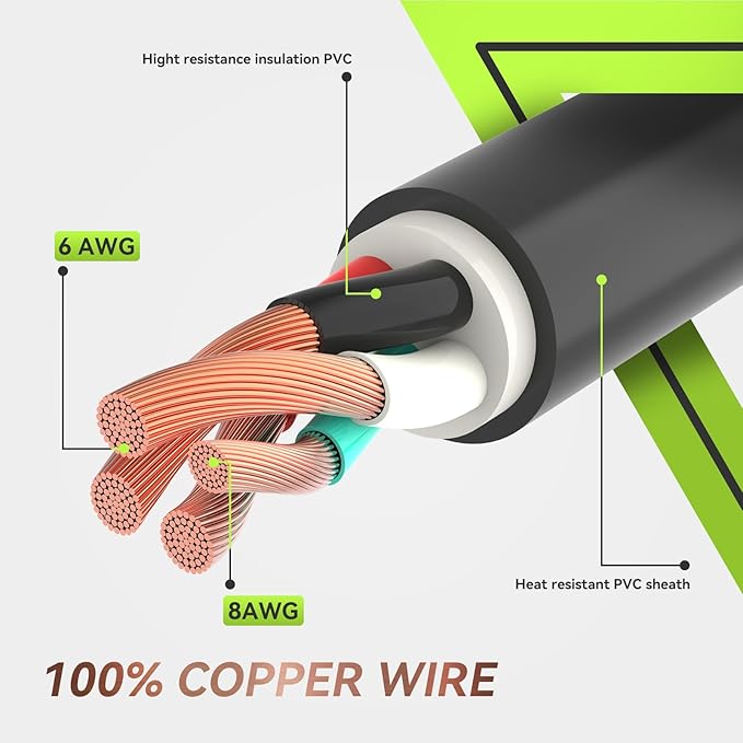 RVMATE 50 Amp 100 Feet RV/EV Extension Cord, Easy Plug in Handle, 14-50P to 14-50R with LED Indicator, ETL Listed