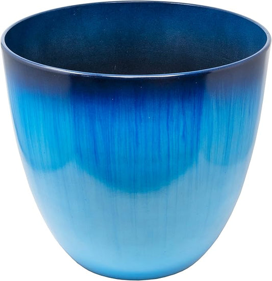 Gardener Select (EPR12-204) Large Egg Shaped Planter - Modern Indoor & Outdoor Decorative Flower Pot/Box (12 Inch, Blue Flower)