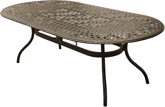 Oakland Living Contemporary Modern Outdoor Mesh Lattice Aluminum 95 inch Bronze Oval Dining Set with Ten Chairs