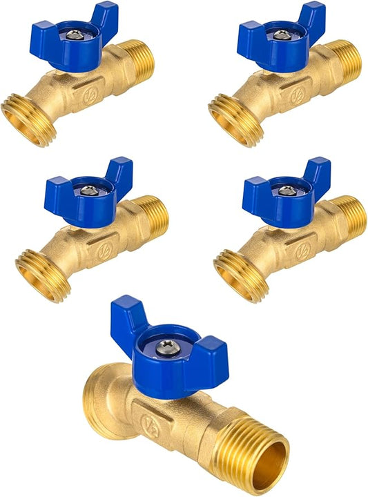 EFIELD (Pack of 5) 1/4-Turn Outdoor Spigot, Sillcock Hose Bibb Valve 1/2" Male NPT Inlet ×3/4" Male GHT Threaded Garden Hose Outlet/Connector (5),(SILLCOCK045-5PCS)