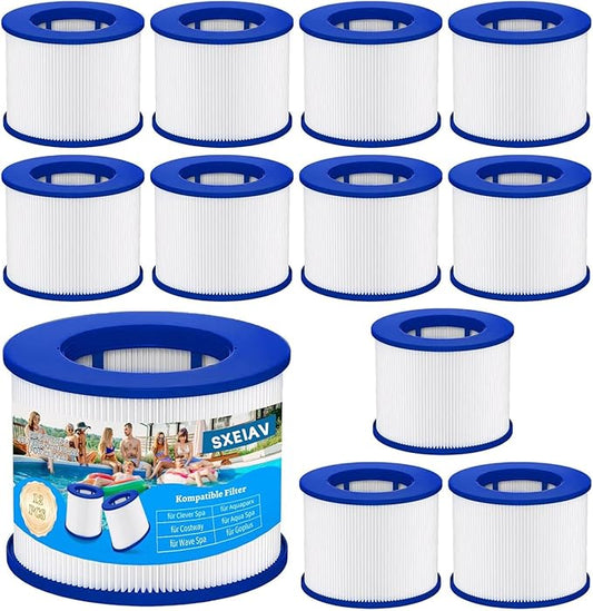 Hot Tub Replacement Filter Cartridges, 60% Denser Filter, Screw-in Hot Tub spa Filters Replacement Compatible with All Relxtime, Aleko, Aquaspa Hot Tubs & Other Spas (12 Pack)