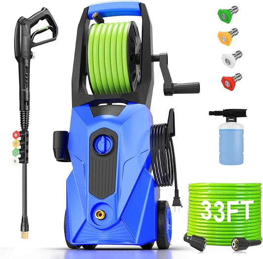 Commowner Pressure Washer 5000PSI Power Washers Powered with 33ft Pressure Hose, 4 Nozzle and Foam Cannon, powerwashers for Home, Cars, Fences, Patio, Dblue