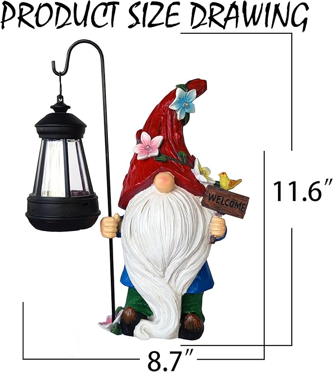 RCTTICUU Solar Garden Gnomes Statue with Succulent and LED Lights - Solar Lantern Gnomes Decorations for Yard Outdoor gnome Decorations for Garden, Patio Gnome Gifts for Mom