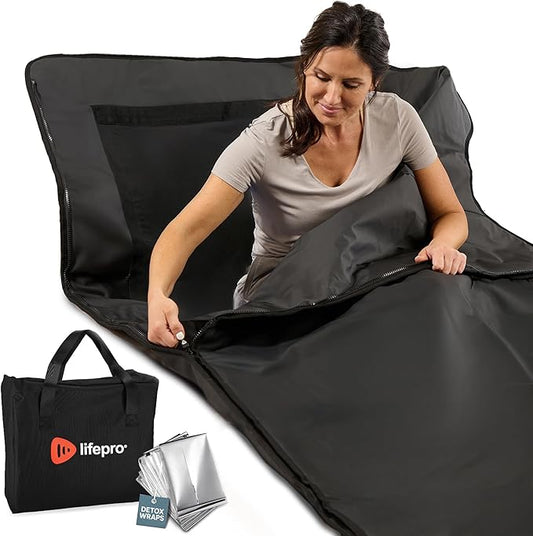 Lifepro Infrared Sauna Blanket for Detox & Relaxation – Low EMF Carbon Fiber Heating, 9 Temp Levels, 5 Colors – Portable Full Body Sauna Blanket Infrared with Waterproof Interior & Carry Bag