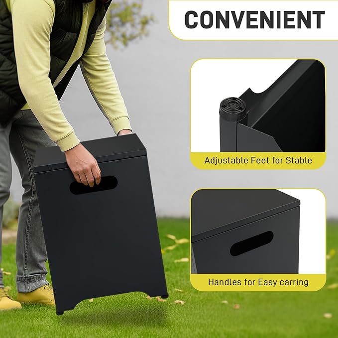 Outvita Outdoor Propane Tank Cover Table, 16in Propane Tank Storage Box with Carry Handle, Powder-Coated Steel, Multi - Use as Side Table for Patio, Garden & Living Room, 16 * 16 * 21inch, Black