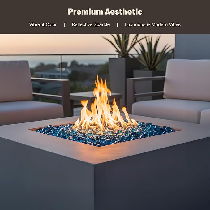 Kinger Home 10-Pound Fire Pit Glass Beads Pebbles Stones Reflective Oval Rocks for Natural or Propane Fire Pit and Landscaping Decorative, Clear