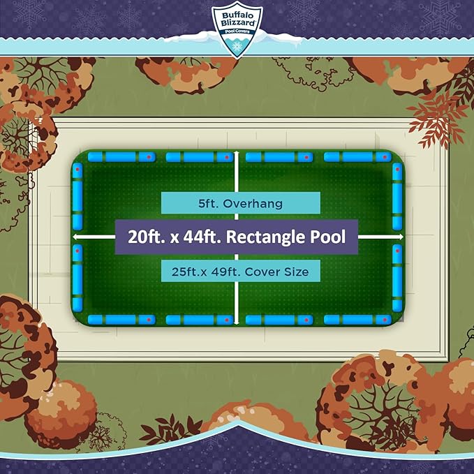 Buffalo Blizzard Deluxe 20 ft x 44 ft Rectangular Winter Pool Cover | Green/Black | Closing Inground Swimming Pools | Easy to Install | Heavy Duty, Cold & UV Resistant | Shields from Seasonal Debris