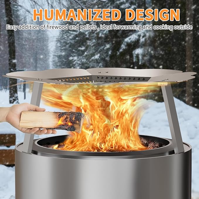 Upgraded Heat Deflector for Solo Stove Yukon 27", Durable 304 Stainless Steel Heat Diffuser with Handle & Leg, Capture and Redirect Warmth, Camping Accessory