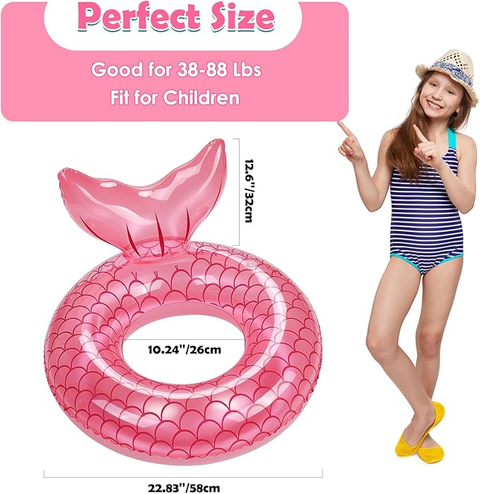 HeySplash Pool Floats Kids, Inflatable Swimming Ring Swim Tube Floaties, Summer Water Fun Beach Party Swimming Pool Toys for Kids Children Water Activities