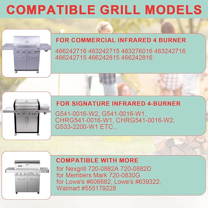 G533-0009-W1 Emitter Plates and Cooking Grates for Charbroil Commercial TRU-Infrared 4 Burner Grill 463242715 463242716 463276016 466242815 463257520, Replacement Parts for Charbroil G533-2200-W1
